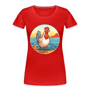 Hen Watercolor Cartoon Kawaii Clipart Animal - Women's Premium Organic T-Shirt - red - Front - Mia (176cm)