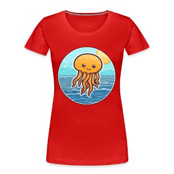 Méduse aquarelle dessin animé Kawaii Clipart Animal - T-shirt bio Premium Femme - rouge - Devant - Mia (176cm)