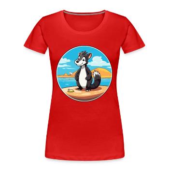 Stinktier-Aquarell-Cartoon-Kawaii-Clipart-Tier - Frauen Premium Bio T-Shirt - Rot - Vorne - Mia (176cm)