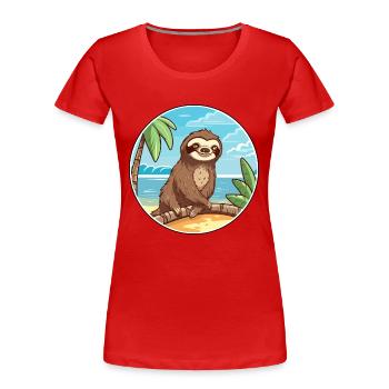 Paresseux aquarelle dessin animé Kawaii Clipart Animal - T-shirt bio Premium Femme - rouge - Devant - Mia (176cm)