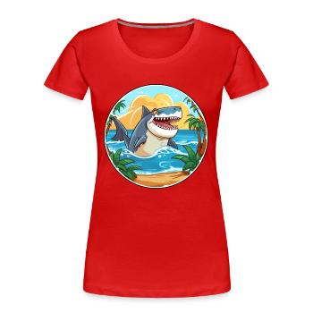 Requin aquarelle dessin animé kawaii Clipart Animal - T-shirt bio Premium Femme - rouge - Devant - Mia (176cm)