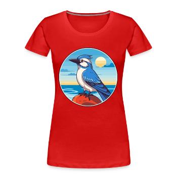 Blue Jay Watercolor Cartoon Kawaii Clipart Animal - Women's Premium Organic T-Shirt - red - Front - Mia (176cm)