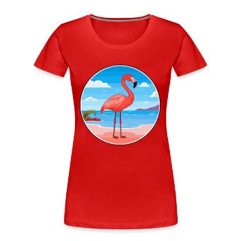 Flamant rose aquarelle dessin animé Kawaii Clipart Animal - T-shirt bio Premium Femme - rouge - Devant - Mia (176cm)