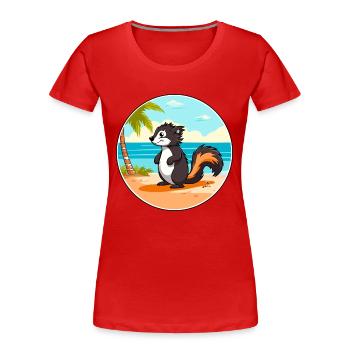 Stinktier-Aquarell-Cartoon-Kawaii-Clipart-Tier - Frauen Premium Bio T-Shirt - Rot - Vorne - Mia (176cm)