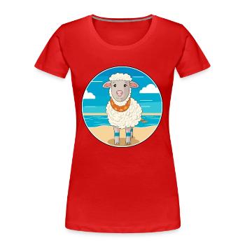 Mouton aquarelle dessin animé Kawaii Clipart Animal - T-shirt bio Premium Femme - rouge - Devant - Mia (176cm)