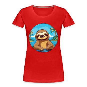 Paresseux aquarelle dessin animé Kawaii Clipart Animal - T-shirt bio Premium Femme - rouge - Devant - Mia (176cm)