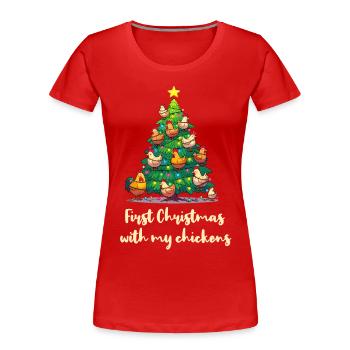 Weihnachten mit Hühnern Hühnerbesitzer Hühnerstall - Frauen Premium Bio T-Shirt - Rot - Vorne - Mia (176cm)