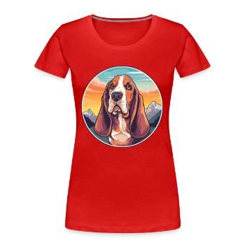 Basset Hund Hund Rasse Cartoon Kawaii Aquarell - Frauen Premium Bio T-Shirt - Rot - Vorne - Mia (176cm)