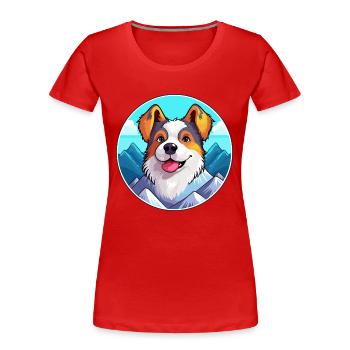 Billy Hunderasse Cartoon Kawaii Aquarell - Frauen Premium Bio T-Shirt - Rot - Vorne - Mia (176cm)