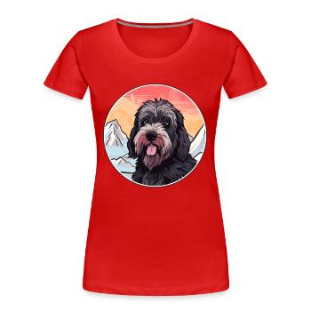 Schwarzer russischer Terrier Hunderasse Cartoon Kawaii Wat - Frauen Premium Bio T-Shirt - Rot - Vorne - Mia (176cm)