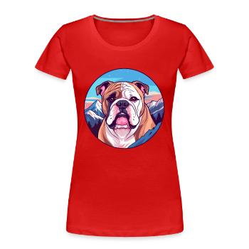 Bulldogge Hund Rasse Cartoon Kawaii Aquarell - Frauen Premium Bio T-Shirt - Rot - Vorne - Mia (176cm)