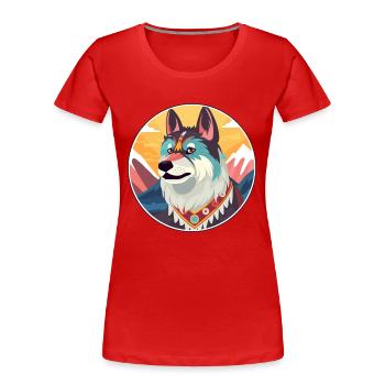Chinese Imperial Dog Breed Cartoon Kawaii Watercol - Women's Premium Organic T-Shirt - red - Front - Mia (176cm)
