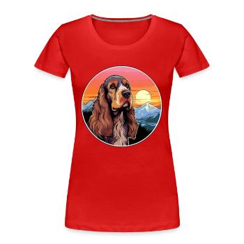Anglais Cocker Épagneul chien race Cartoon Kawaii Wa - T-shirt bio Premium Femme - rouge - Devant - Mia (176cm)
