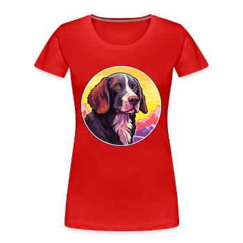 Frisian Pointing Dog Breed Cartoon Kawaii Watercol - Women's Premium Organic T-Shirt - red - Front - Mia (176cm)