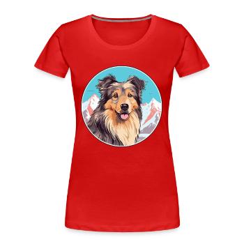 Kuchi Afghan Shepard chien race Cartoon Kawaii Wate - T-shirt bio Premium Femme - rouge - Devant - Mia (176cm)