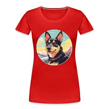 Lancashire Heeler chien race dessin animé Kawaii Waterco - T-shirt bio Premium Femme - rouge - Devant - Mia (176cm)