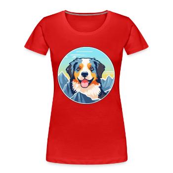 Magyar Agar Dog Breed Cartoon Kawaii Watercolor - Women's Premium Organic T-Shirt - red - Front - Mia (176cm)