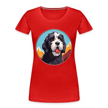 Portugiesischer Wasserhund Rasse Cartoon Kawaii Watercol - Frauen Premium Bio T-Shirt - Rot - Vorne - Mia (176cm)
