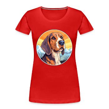 Posavac Hund Rasse Cartoon Kawaii Aquarell - Frauen Premium Bio T-Shirt - Rot - Vorne - Mia (176cm)