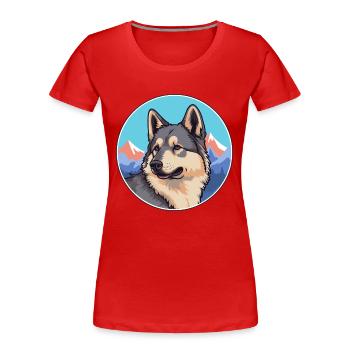 Norwegian Elkhound Dog Breed Cartoon Kawaii Waterc - Women's Premium Organic T-Shirt - red - Front - Mia (176cm)