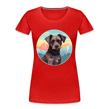 Patterdale Terrier Dog Breed Cartoon Kawaii Waterc - Women's Premium Organic T-Shirt - red - Front - Mia (176cm)