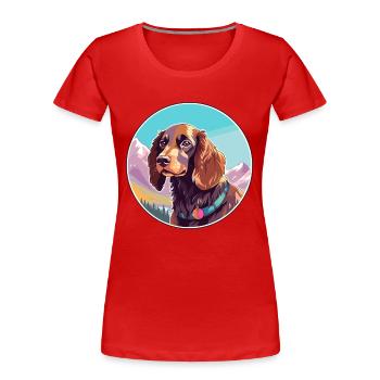 Picardie Spaniel Hund Rasse Cartoon Kawaii Watercolo - Frauen Premium Bio T-Shirt - Rot - Vorne - Mia (176cm)