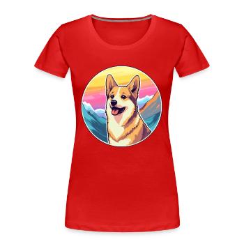 Norwegische Lundehund Hunderasse Cartoon Kawaii Wasser - Frauen Premium Bio T-Shirt - Rot - Vorne - Mia (176cm)