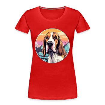 Poitevin Hund Rasse Cartoon Kawaii Aquarell - Frauen Premium Bio T-Shirt - Rot - Vorne - Mia (176cm)