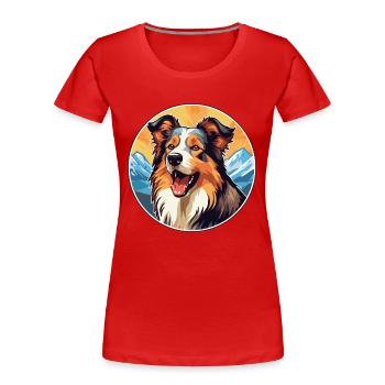 Scotch Collie Hunderasse Cartoon Kawaii Aquarell - Frauen Premium Bio T-Shirt - Rot - Vorne - Mia (176cm)