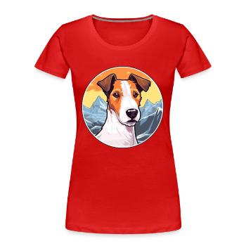 Glatter Foxterrier Hunderasse Cartoon Kawaii Waterc - Frauen Premium Bio T-Shirt - Rot - Vorne - Mia (176cm)