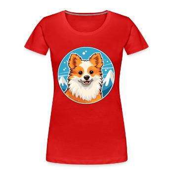 Spielzeug Deutscher Spitz Hund Rasse Cartoon Kawaii Watercol - Frauen Premium Bio T-Shirt - Rot - Vorne - Mia (176cm)
