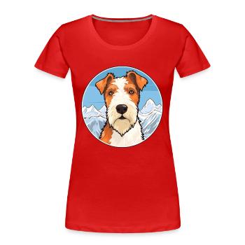 Draht Foxterrier Hunderasse Karikatur Kawaii Watercol - Frauen Premium Bio T-Shirt - Rot - Vorne - Mia (176cm)