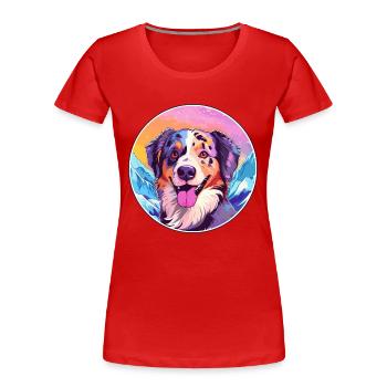 Alano Español Hunderasse Cartoon Kawaii Aquarell - Frauen Premium Bio T-Shirt - Rot - Vorne - Mia (176cm)