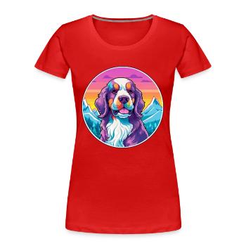 Billy Hunderasse Cartoon Kawaii Aquarell - Frauen Premium Bio T-Shirt - Rot - Vorne - Mia (176cm)
