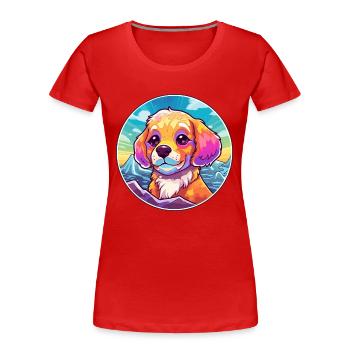 Briquet Griffon Vendéen Chien Race Cartoon Kawaii W - T-shirt bio Premium Femme - rouge - Devant - Mia (176cm)