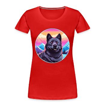 Schwarzer norwegischer Elchhund Hunderasse Cartoon Kawaii - Frauen Premium Bio T-Shirt - Rot - Vorne - Mia (176cm)