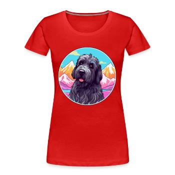 Schwarzer russischer Terrier Hunderasse Cartoon Kawaii Wat - Frauen Premium Bio T-Shirt - Rot - Vorne - Mia (176cm)