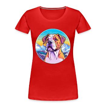 Bully Kutta chien race dessin animé Kawaii aquarelle - T-shirt bio Premium Femme - rouge - Devant - Mia (176cm)