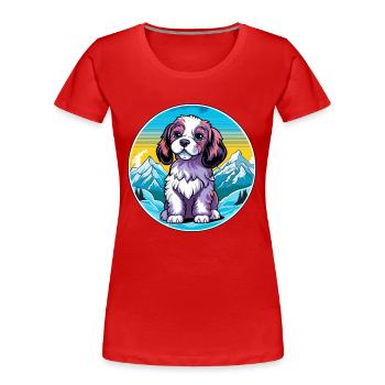 Grand Anglo Français Blanc Et Noir Race De Chien Carto - T-shirt bio Premium Femme - rouge - Devant - Mia (176cm)