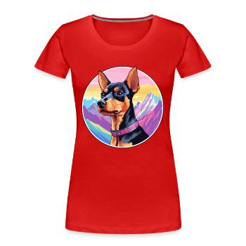 Harlekin Pinscher Hunderasse Cartoon Kawaii Waterc - Frauen Premium Bio T-Shirt - Rot - Vorne - Mia (176cm)