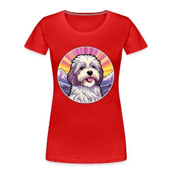 Havaneser Hund Rasse Cartoon Kawaii Aquarell - Frauen Premium Bio T-Shirt - Rot - Vorne - Mia (176cm)