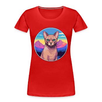 Chat birman coloré dessin animé aquarelle illustrati - T-shirt bio Premium Femme - rouge - Devant - Mia (176cm)