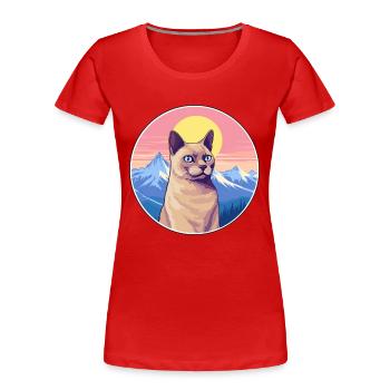 Europäische burmesische Katze bunte Karikatur Aquarell I - Frauen Premium Bio T-Shirt - Rot - Vorne - Mia (176cm)