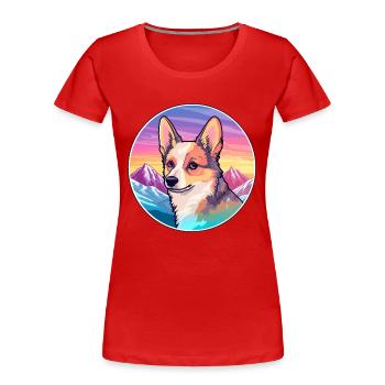 Norwegische Lundehund Hunderasse Cartoon Kawaii Wasser - Frauen Premium Bio T-Shirt - Rot - Vorne - Mia (176cm)