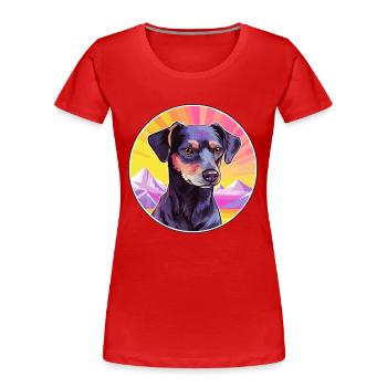 Patterdale Terrier Dog Breed Cartoon Kawaii Waterc - Women's Premium Organic T-Shirt - red - Front - Mia (176cm)