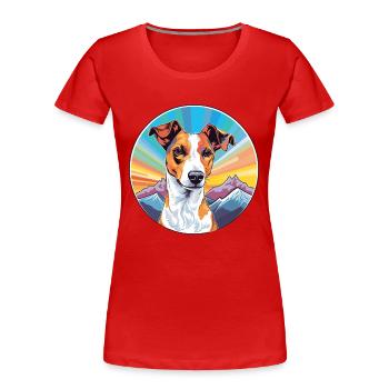 Glatter Foxterrier Hunderasse Cartoon Kawaii Waterc - Frauen Premium Bio T-Shirt - Rot - Vorne - Mia (176cm)