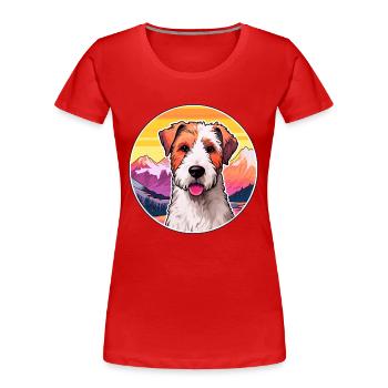 Draht Foxterrier Hunderasse Karikatur Kawaii Watercol - Frauen Premium Bio T-Shirt - Rot - Vorne - Mia (176cm)