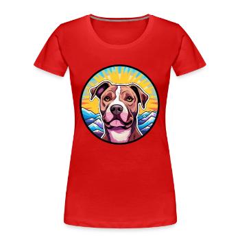 Staffordshire Bull Terrier Staffy Dog Breed Cartoo - Women's Premium Organic T-Shirt - red - Front - Mia (176cm)