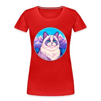 Birmakatze Bunte Karikatur Aquarell Illustration - Frauen Premium Bio T-Shirt - Rot - Vorne - Mia (176cm)