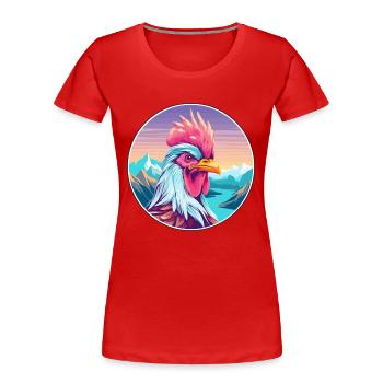 Coq Aquarelle Dessin Animé Kawaii Animal De Compagnie Animal Couleur - T-shirt bio Premium Femme - rouge - Devant - Mia (176cm)